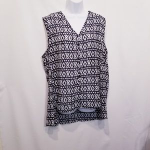 Jones NY Blue and White Chiffon Top